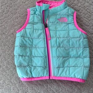 The North Face Teal and Pink Puffer Vest